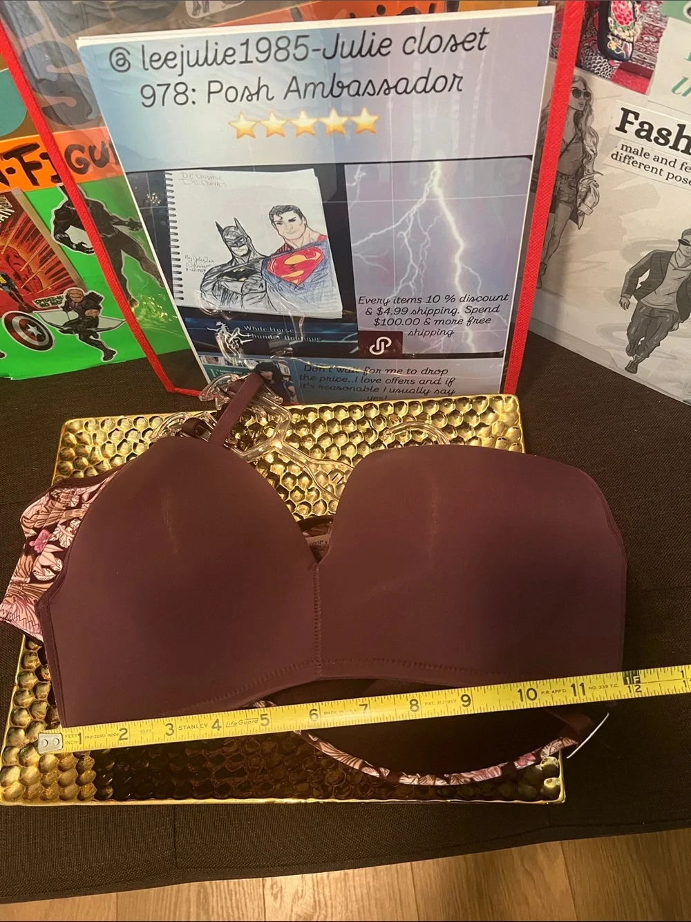 #2595**Thalia Sodi Plum Floral Longline Bra with Pink Accents